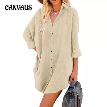 Весенне-осенняя женская рубашка, повседневная вельветовая длинная рубашка большого размера с длинными рукавами и пуговицами S абрикосовый