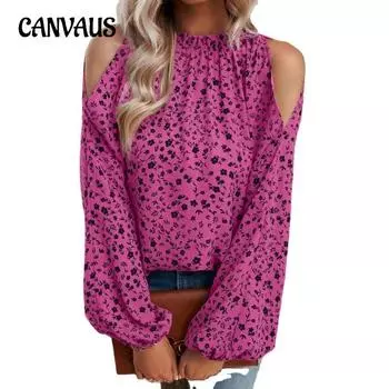 Весенне-осенняя женская рубашка с цветочным принтом, свежий сладкий топ с длинными рукавами и рюшами S абрикосовый