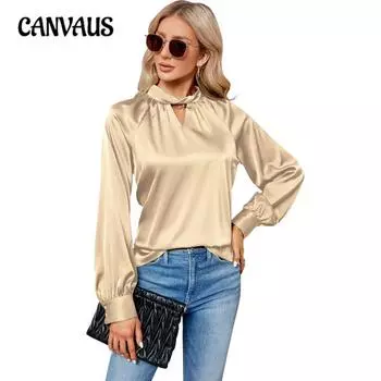 Весенне-осенняя женская рубашка с V-образным вырезом и длинным рукавом, свободный топ S армия зеленый