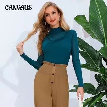 Весенне-осенняя женская сетчатая рубашка с низом, облегающий и сексуальный топ с длинным рукавом и открытым воротом M чёрный