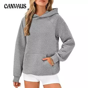 Весенне-осенняя женская толстовка больших размеров с длинным рукавом и карманом, с капюшоном, пуловер S зелёный