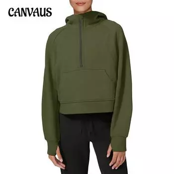 Весенне-осенняя женская толстовка с капюшоном и мягкой подкладкой, повседневная однотонная теплая толстовка на молнии с высоким воротом и пальцами S светло-серый