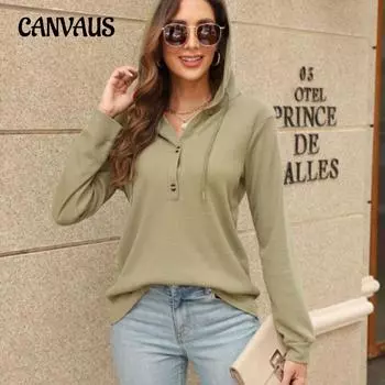 Весенне-осенняя женская толстовка с капюшоном, топ с длинными рукавами и вафельным галстуком S чёрный