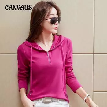 Весенне-осенняя женская толстовка Yankee с капюшоном, сплошной цвет, удобный повседневный топ с длинными рукавами S синий