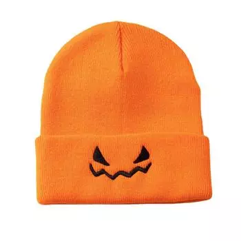 Весенне-осенняя женская вышитая шапка-берет с изображением привидения и тыквы на Хэллоуин, черная зимняя теплая шерстяная зимняя шапка One Size