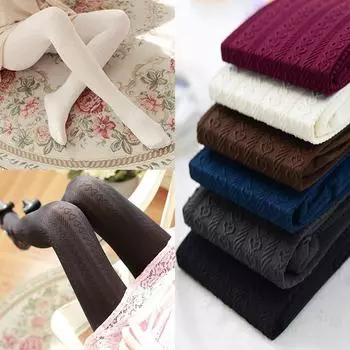 Женские тёплые колготки с рисунком 3D чёрный