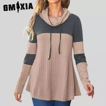 Весенне-зимний новый свитер, женская модная женская толстовка с длинными рукавами и ворсом S серый