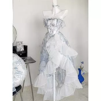 Весеннее элегантное белое платье с открытыми плечами, платье принцессы, свадебное, вечернее, женское, лето, осень XL