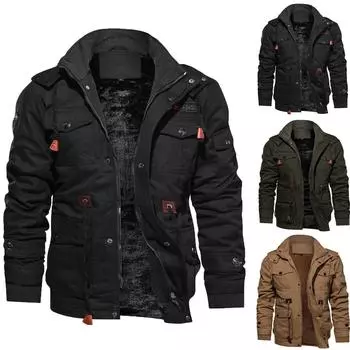 Весеннее и осеннее мужское пальто, свободный воротник-стойка, хлопковая блузка с капюшоном, мужское пальто XL чёрный