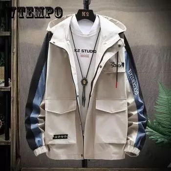 Весеннее мужское пальто большого размера, фирменная куртка с капюшоном, мягкая и удобная парка, повседневная свободная рабочая одежда XXXXL бежевый