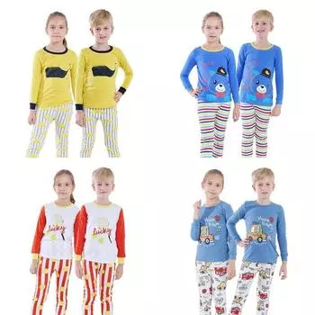 Весеннее нижнее белье с длинными рукавами и пуговицами на плечо для маленьких мальчиков и девочек/пижамы/спортивные детские комплекты из 2 предметов с кондиционером, От 2 до 9 лет 110
