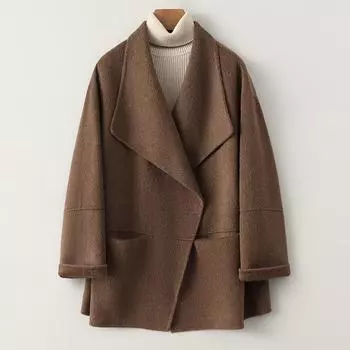 Весеннее новое двухстороннее кашемировое пальто женское маленькое короткое свободное высококачественное маленькое ароматное шерстяное пальто высокого класса One size