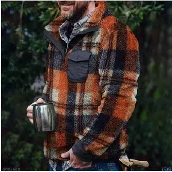 Весеннее новое мужское карманное универсальное повседневное ретро-пальто со стоячим воротником средней длины шерстяное мужское повседневное пальто мужская одежда S