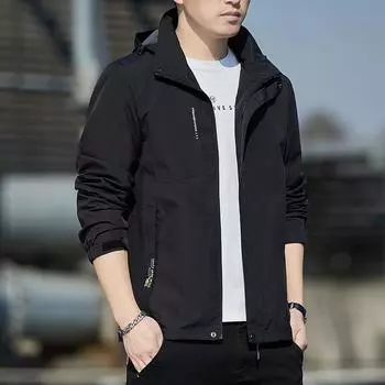 Весеннее новое мужское пальто, тренд весны и осени, тонкий плащ с капюшоном, мужская спортивная повседневная куртка, мужской стиль M