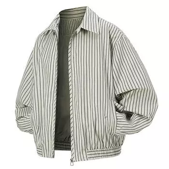 Весеннее Новое поступление мужская куртка модная полосатая куртка на молнии повседневная отложной воротник уличные куртки мужские свободные повседневные пальто L абрикосовый