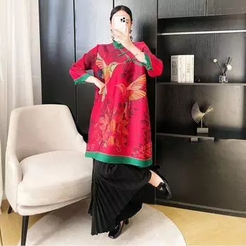 Весеннее новое стильное новое платье. Женская элегантность, телесное покрытие, тонкая и морщинистая юбка. Одежда для мам. M красный