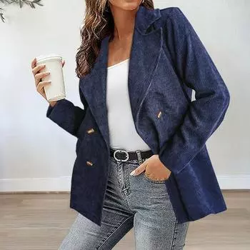 Весеннее пальто, однотонное термобелье, мягкий модный деловой блейзер с лацканами для работы 2XL чёрный