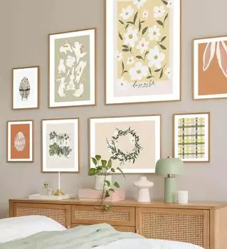 Весеннее пасхальное яйцо, цветочный венок, кролик, бохо, плакаты на скандинавскую тему, настенная живопись на холсте и принты, настенная картина для декора гостиной 21x30cm No Framed