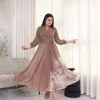 Весеннее плиссированное платье А-силуэта, элегантный костюмный воротник, средняя или длинная юбка, утягивающая талию, для похудения, женская юбка со складками One Size фиолетовый