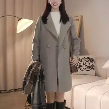 Весеннее шерстяное пальто высокого класса, темпераментное, сетчатое, красное, свободного покроя, средней длины, модная, универсальная одежда M красный