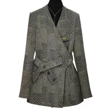 Весеннее шикарное серое пальто с простым и повседневным дизайном, куртка с поясами M