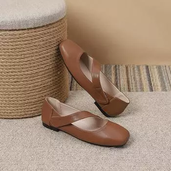 Весеннее слово с Мэри Джейн ретро одинарные туфли женские туфли на плоской подошве большого размера женские туфли 41-44 35 коричневый