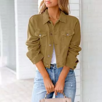 Весеннее винтажное женское элегантное однотонное пальто с лацканами и длинными рукавами, джинсовые пальто XXXL белый