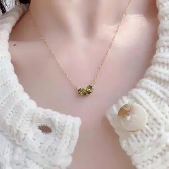 Весеннее зеленое женское ожерелье с бутоном в форме сердца из стерлингового серебра 925 пробы, простая свежая подвеска, универсальная цепочка на ключицу