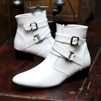 Весенние элегантные белые туфли в простом стиле для мужчин, большой размер 47, высокие туфли для мужчин, кожаные туфли с острым носком и высоким каблуком для мужчин, сапоги 39