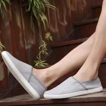 Весенние эспадрильи, мужская повседневная обувь, дышащая парусиновая обувь, мужская модная обувь для вождения, мужские мокасины без застежек Summery89 39 коричневый