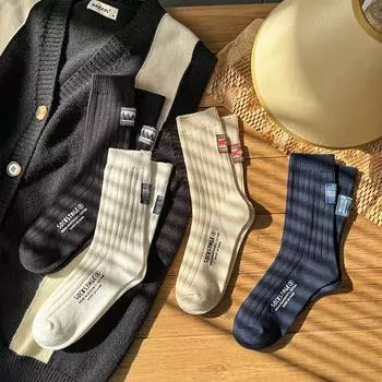 Весенние этнические ретро хлопковые носки средней длины - унисекс, модная толстая нить One Size