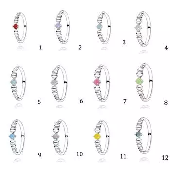 Весенние аутентичные 100% серебряные кольца 925 пробы, бисерное кольцо с камнем по месяцу рождения для женщин, ювелирные изделия своими руками на годовщину 7