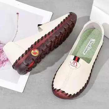 Весенние балетки женские мокасины с мягкой подошвой женские ортопедические туфли без застежек бабушкины балетки мокасины большого размера 42 CN 35 красный