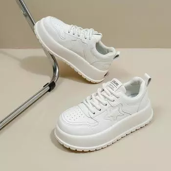 Весенние белые туфли Новые женские туфли на платформе, увеличивающие рост, спортивная обувь для сноуборда, повседневная обувь 35 бежевый