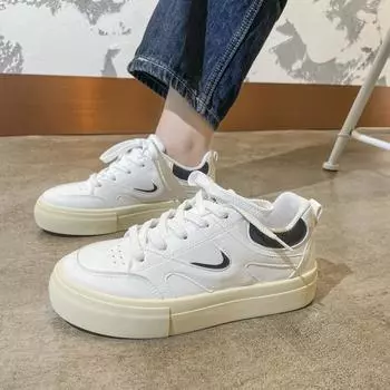 Весенние белые туфли женские новые весенние и осенние универсальные плоские спортивные повседневные туфли Borad кроссовки с юбкой 35 чёрный