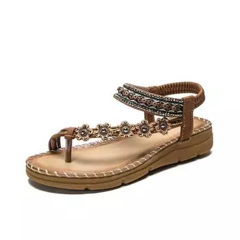 Весенние бохо-стильные сандалии на толстой подошве, удобные женские классические и элегантные универсальные туфли для женщин 36 чёрный