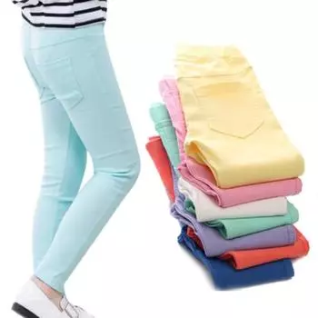 Весенние брюки-карандаш для девочек 3-12 лет, эластичные детские леггинсы, облегающие детские леггинсы, однотонные джинсы с имитацией джинсов 110 розы красного