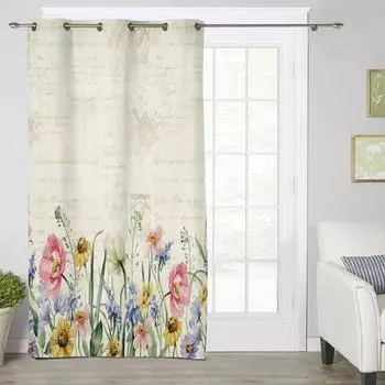 Весенние цветы, растения, полевые цветы, современные оконные шторы для гостиной, спальни, кухонные шторы, шторы 135W x 60H(cm) x1