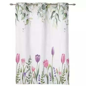 Весенние цветы тюльпана, растения, оконная занавеска для гостиной, роскошная занавеска с балдахином для спальни, дома, кухни, Декор, занавеска 135W x 60H(cm) x1