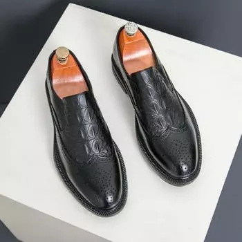 Весенние деловые лоферы мужские с блочной подошвой, кожаные туфли с резным узором, мужские, корейская версия, офисные маленькие кожаные туфли 38