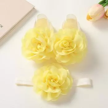 Весенние детские милые повязки на голову для девочек принцесса носки комплект кружевные цветочные повязки для новорожденных эластичные носки резинки для волос аксессуары для волос S