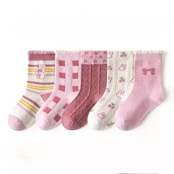 Весенние детские носки, носки для девочек, милые мультяшные узоры, детские хлопковые носки высшего качества, детские носки среднего размера S