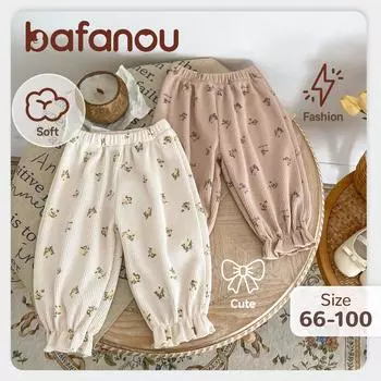 Весенние детские вафельные брюки для девочек, брюки с цветочным принтом, детские уличные брюки для девочек, bafanou 24096 66cm(3-6M) хаки