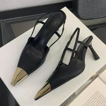 Весенние дизайнерские туфли-лодочки с узким ремешком, женские, сексуальные, с комбинированным носком, на тонком низком каблуке, банкетные мюли, zapatos mujer 35