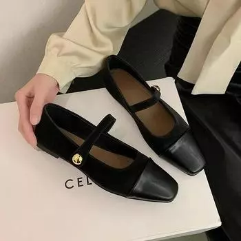 Весенние дизайнерские туфли Мэри Джейн, женские элегантные туфли с квадратным носком, женские туфли на плоской подошве, модные повседневные балетки для улицы 35