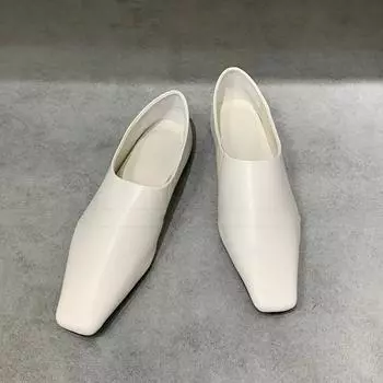 Весенние дизайнерские женские туфли-лоферы из мягкой кожи, элегантные туфли с неглубоким квадратным носком, женские туфли на плоской подошве 35