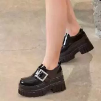 Весенние дизайнерские женские туфли на толстой подошве с нескользящей подошвой, новые модные туфли на липучках для вечеринок и банкетов на высоком каблуке 35