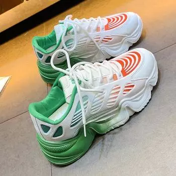 Весенние дышащие женские удобные кроссовки на плоской подошве со шнуровкой на платформе женские нескользящие повседневные вулканизированные туфли для отдыха на открытом воздухе 35 жёлтый