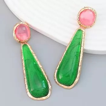 Весенние геометрические серьги из смолы для женщин - сплав в европейском и американском стиле розовый зеленый