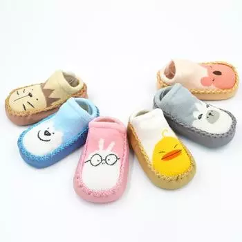 Весенние хлопковые носки с героями мультфильмов для маленьких мальчиков и девочек, теплые нескользящие носки-тапочки, гетры 11